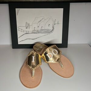 Jack Rogers Embroidered "I Do" Leather Thong Sandals Women’s Size 10